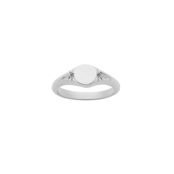 Meadowlark Classic Signet Ring - Sterling Silver & Grey Diamond