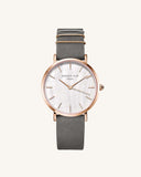 Rosefield 'The West Village' White Pearl, Elephant Grey &Rose Gold Watch - WEGR-W75