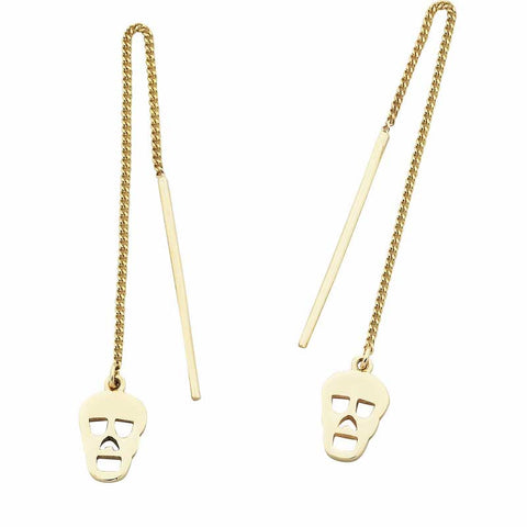 Karen Walker Mini Skull Thread Earrings - 9ct Gold