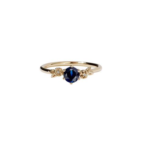 Meadowlark - Alba Ring - 9ct Yellow Gold  Blue Sapphire & White Diamond