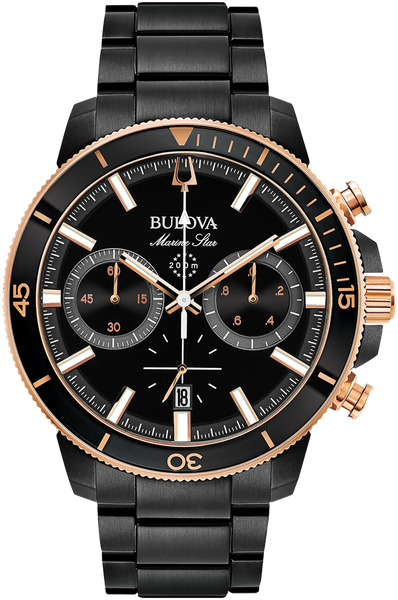 Bulova - Men's Marine Star Black/Rose Gold