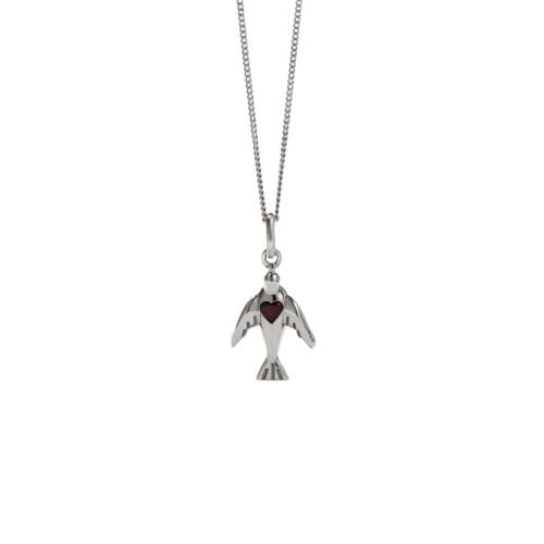 Meadowlark - Dove & Heart Necklace Silver