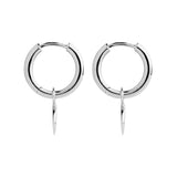 Najo - Silver hoop and leaf earring