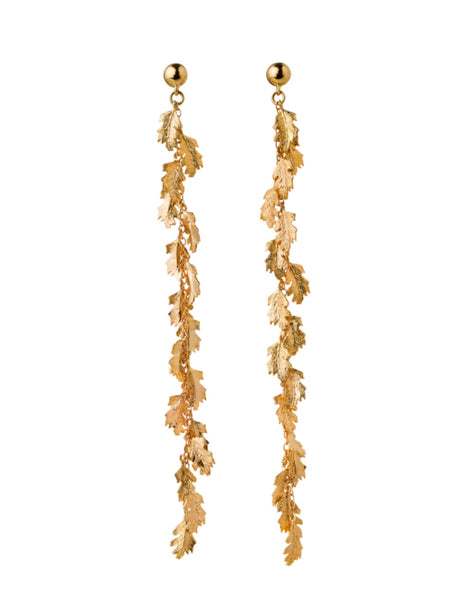 Karen Walker - Leaf Drop Earrings - Gold Plated