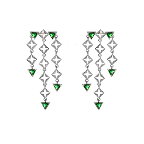 Lindi Kingi Design - Emerald Byzante Earrings Platinum
