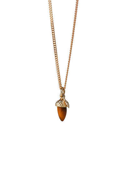 Karen Wlaker - Micro Acorn and Leaf Necklace Gold