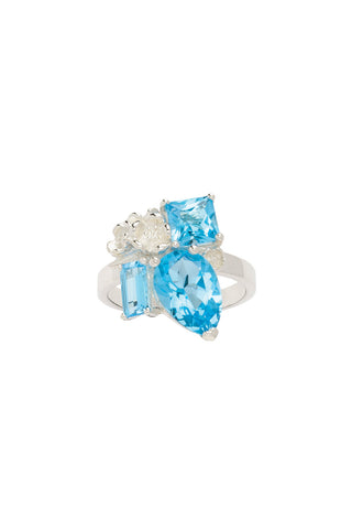 Karen Walker Rock Garden Ring - Silver, Blue Topaz