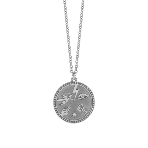 Meadowlark - Tailsman Necklace - Sterling Silver - Reclaimed White Diamond