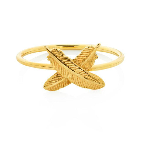 Boh Runga Feather Kisses Ring - 9ct Yellow Gold , Size M